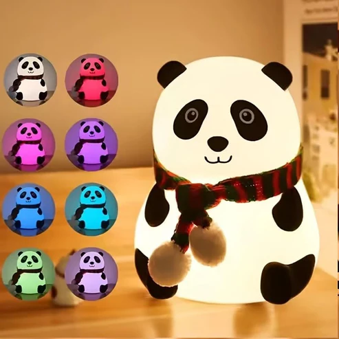 Cute Panda Silicone Night Light – 7 Color Changing LED Touch Lamp | Soft Silicone Bedside Lamp for Kids, Baby Nursery & Bedroom