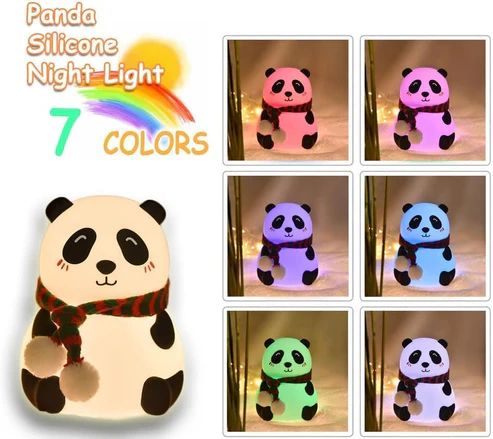 Cute Panda Silicone Night Light – 7 Color Changing LED Touch Lamp | Soft Silicone Bedside Lamp for Kids, Baby Nursery & Bedroom