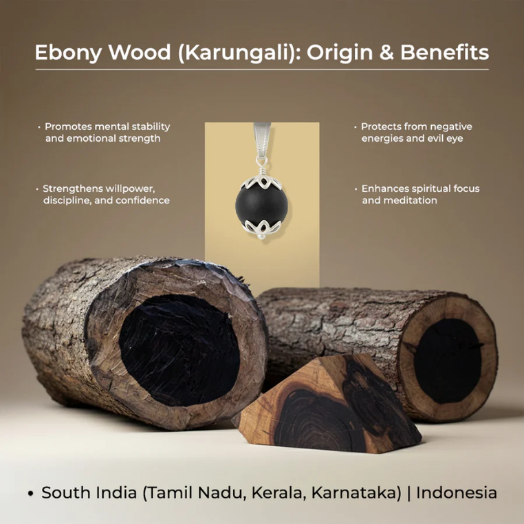 Japaksh Silver Plated Karungali Modern Bracelet - Natural Ebony Wood