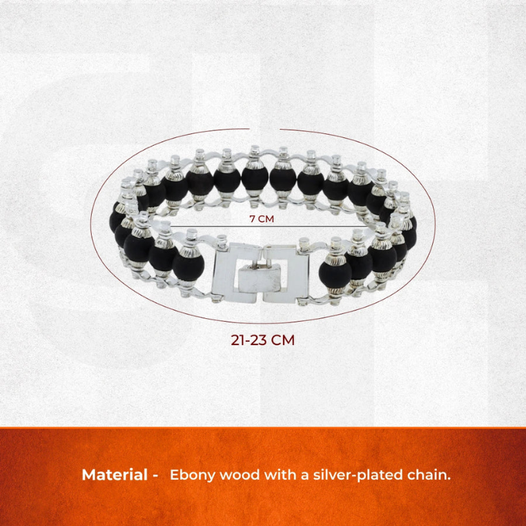 Japaksh Silver Plated Karungali Modern Bracelet - Natural Ebony Wood