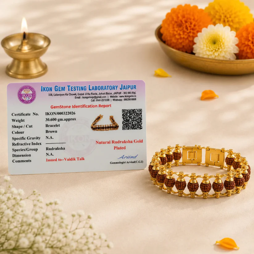 Japaksh Rudraksha Golden Capped Bracelet for Men