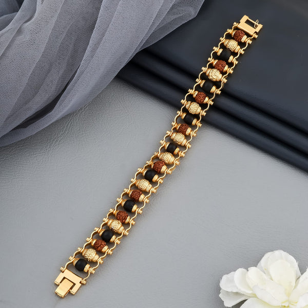 Premium Gold Plated Rudraksha Bracelet for Men & Women | Stylish Spiritual Adjustable Wrist Band