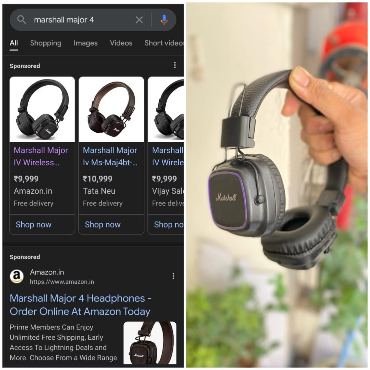 Marshall Major IV Style Wireless Bluetooth Headphones | 80+ Hours Battery | Premium Stereo Sound | Foldable Over-Ear Headset