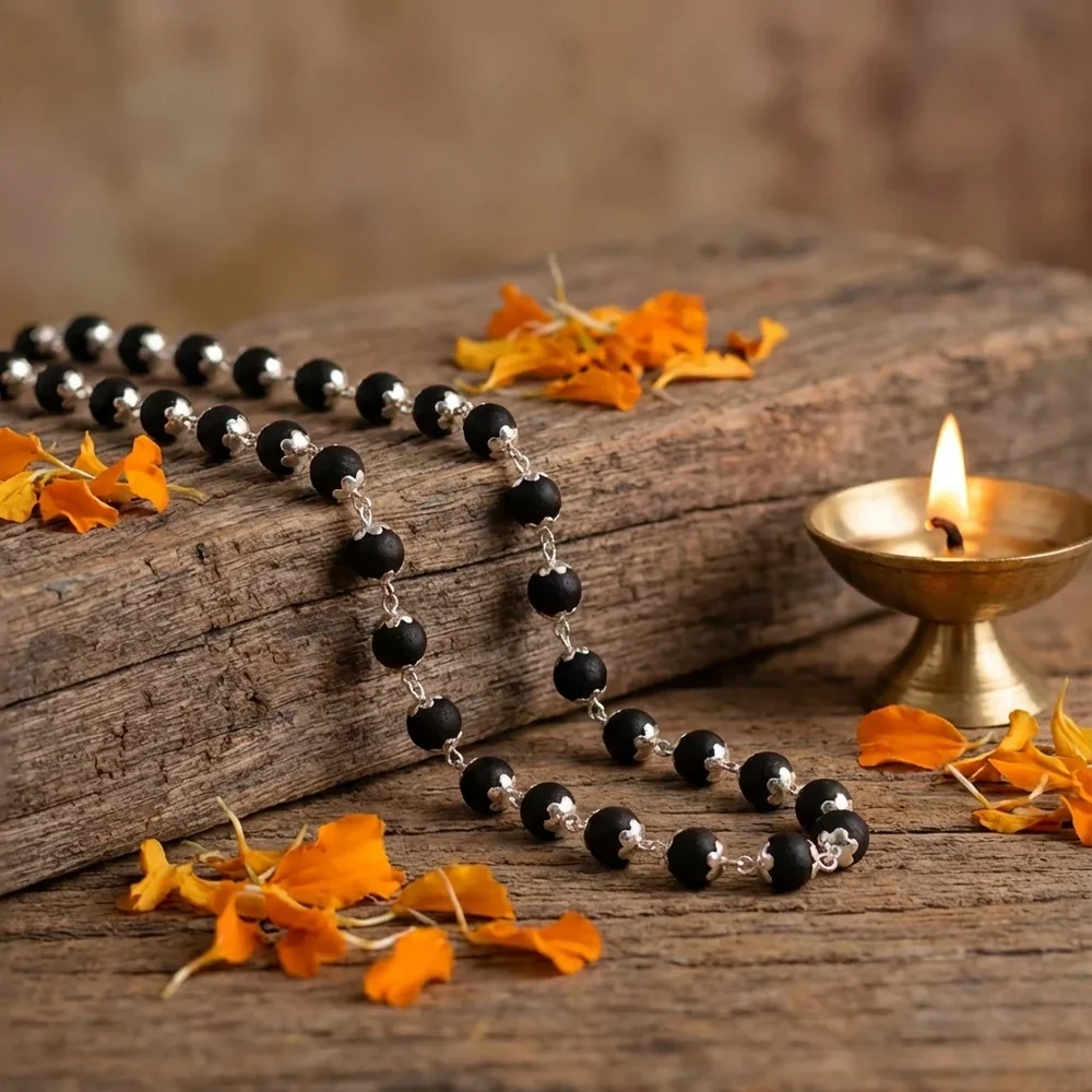 Original Karungali Mala | Natural Black Ebony Wood Prayer & Protection Beads | Premium Spiritual Necklace by JAPAKSH